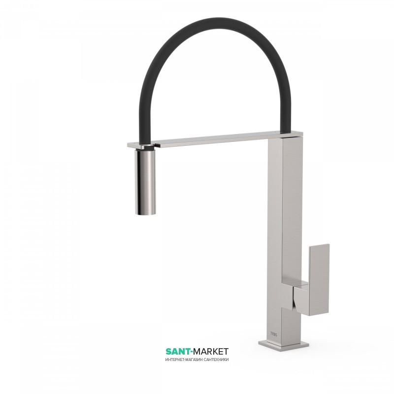 Смеситель для кухни Tres Top Tres colors с выдвижной лейкой сталь 00648701AC