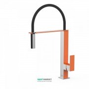 Смеситель для кухни Tres Top Tres colors с выдвижной лейкой оранжевый/хром 00648701NA