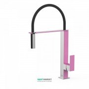 Смеситель для кухни Tres Top Tres colors с выдвижной лейкой фуксия/хром 00648701FU