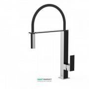 Змішувач для кухні Tres Top Tres colors з висувною лійкою чорний/хром 00648701NE