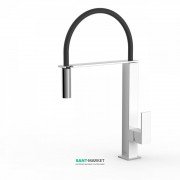 Смеситель для кухни Tres Top Tres colors с выдвижной лейкой белый/хром 00648701BL