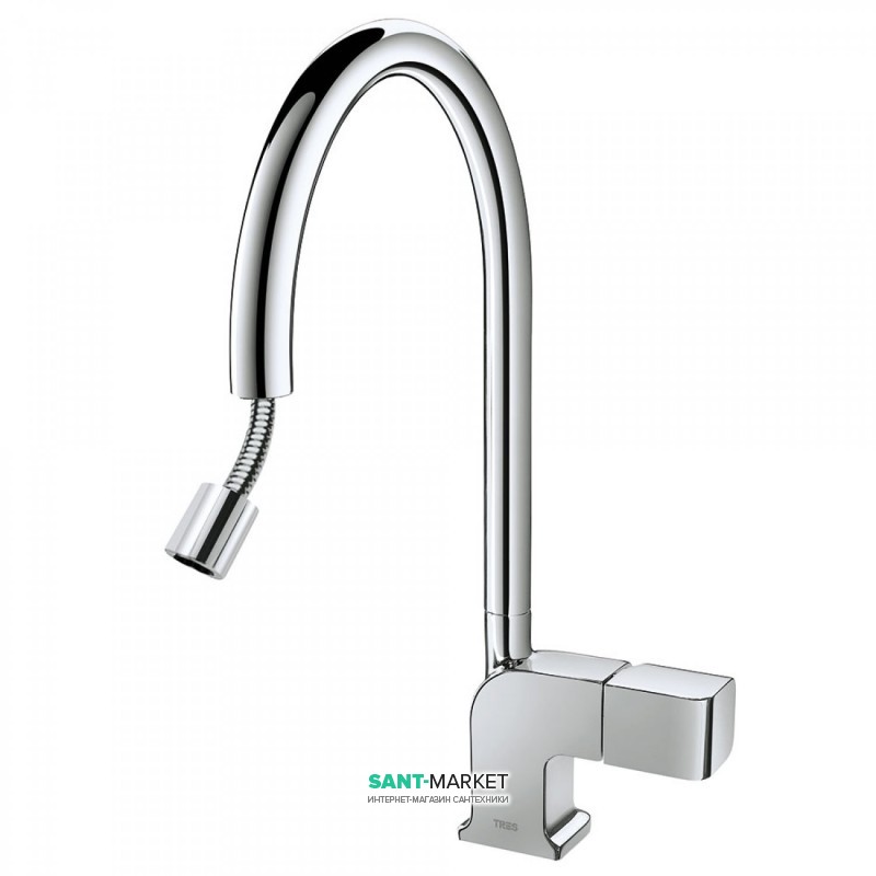Змішувач для кухні Tres Cub-Tres з висувною лійкою хром 187444