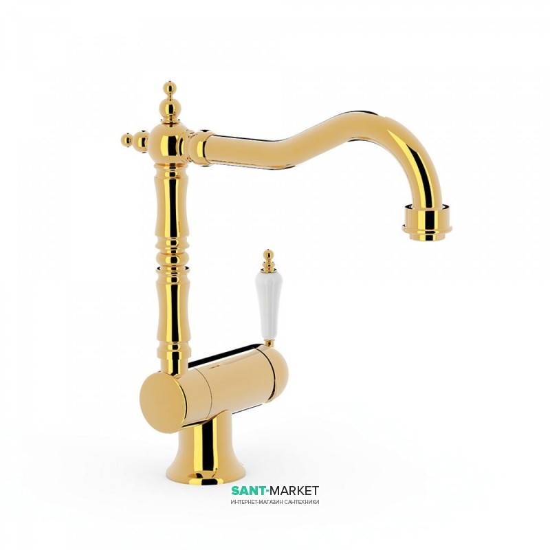 Смеситель для кухни Tres Tres-Сlasic color однорычажный наклоняемый золото 24233401OR