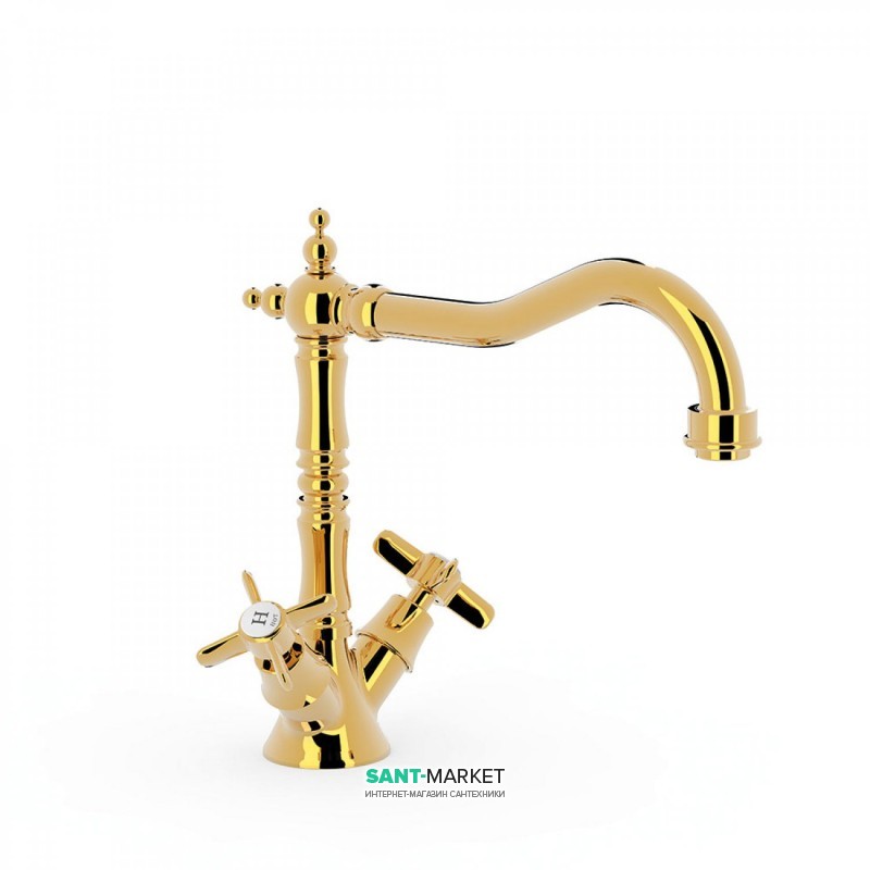 Смеситель для кухни Tres Tres-Сlasic color двухвентильный золото 24234201OR