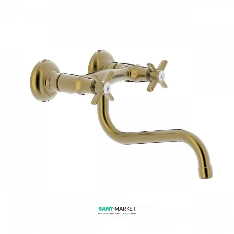 Смеситель для кухни Tres Tres-Сlasic color настенный состаренная латунь 24231001LV