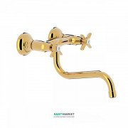 Смеситель для кухни Tres Tres-Сlasic color двухвентильный настенный золото 24231001OR