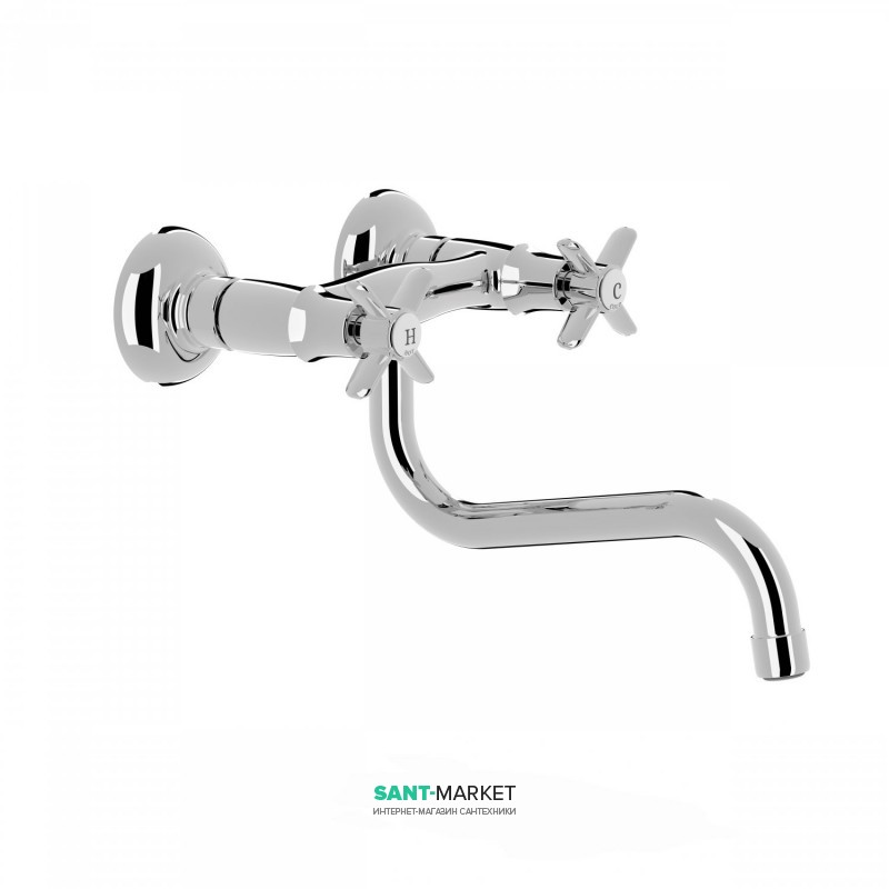 Смеситель для кухни Tres Tres-Сlasic двухвентильный настенный хром 24231001