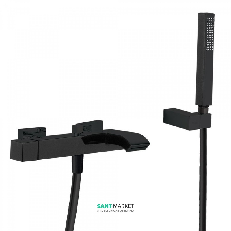 Змішувач для ванної Tres Cuadro colors одноважільний з ручним душем чорний матовий 0071700203NM