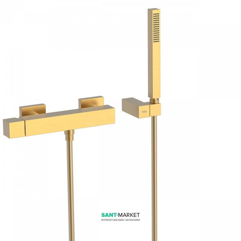 Змішувач для душу Tres Cuadro colors одноважільний з ручним душем золото матовий 00716703OM