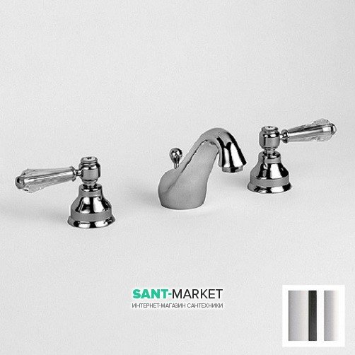 Смеситель для раковины Jorger Delphi Deco врезной на 3 отверстия с донным клапаном хром 129.30.300.000.11