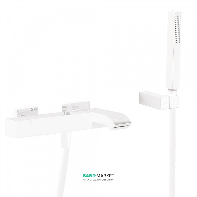 Змішувач для ванної Tres Cuadro colors одноважільний з ручним душем білий матовий 0071700203BM