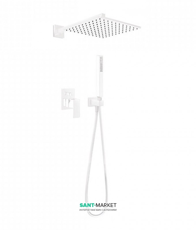 Душевая система Tres Cuadro colors с верхним и ручным душем белый матовый 00698002BM