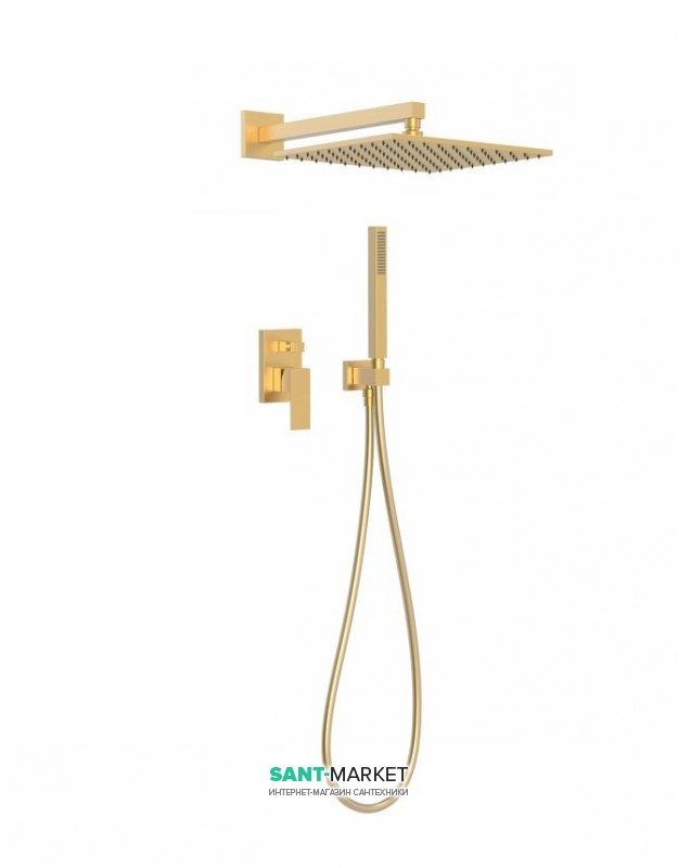 Душевая система Tres Cuadro colors с верхним и ручным душем золото матовый 00698002OM