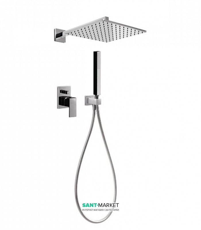 Душевая система Tres Cuadro colors с верхним и ручным душем черный/хром 606980