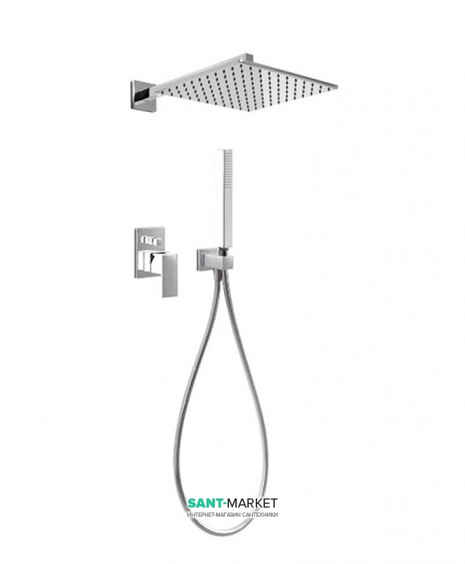 Душова система Tres Cuadro colors з верхнім і ручним душем білий/хром 406980