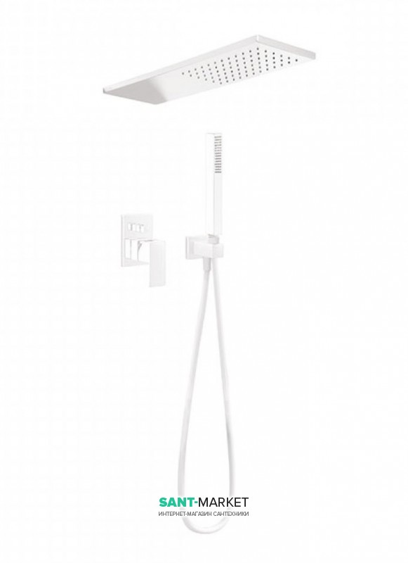 Душевая система Tres Cuadro colors с верхним и ручным душем белый матовый 00618003BM