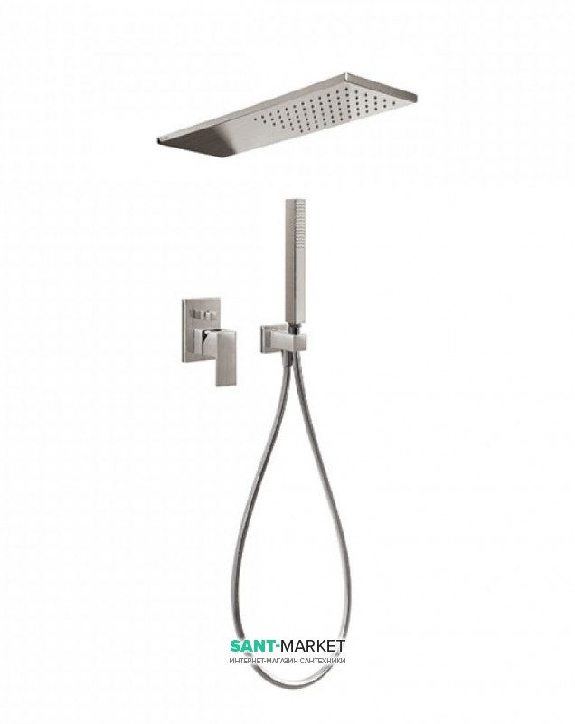 Душевая система Tres Cuadro colors с верхним и ручным душем сталь 00618003AC
