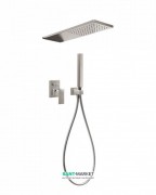 Душевая система Tres Cuadro colors с верхним и ручным душем сталь 00618003AC