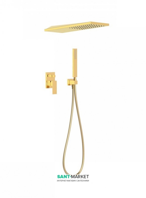 Душова система Tres Cuadro colors з верхнім і ручним душем золото 00618003OR