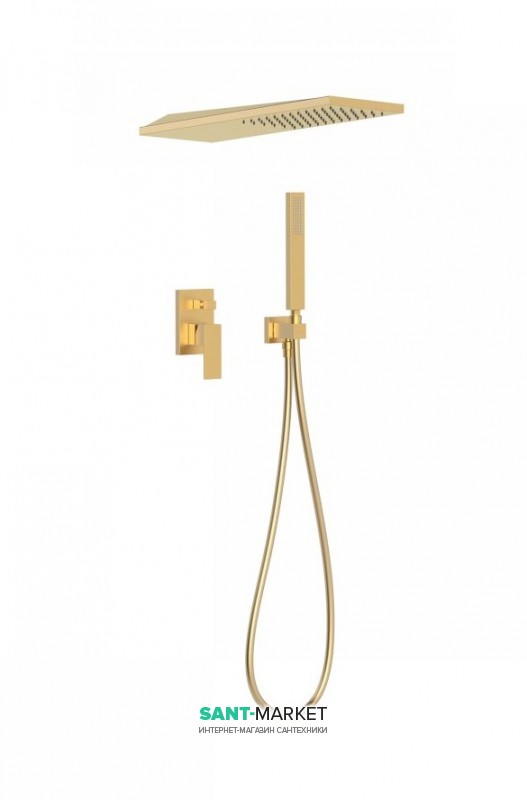 Душевая система Tres Cuadro colors с верхним и ручным душем золото матовый 00618003OM