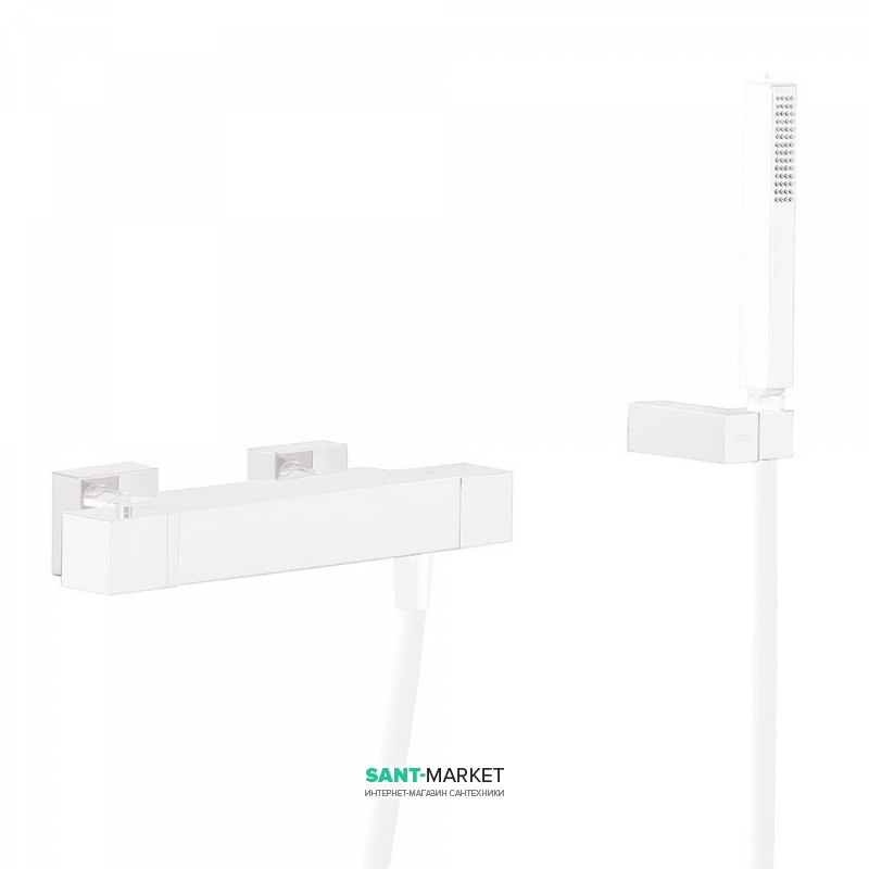 Смеситель для душа термостатический Tres Cuadro colors с ручным душем белый матовый 007164039BM