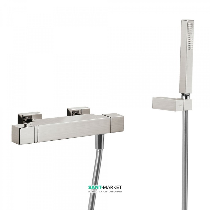 Смеситель для душа термостатический Tres Cuadro colors с ручным душем сталь 507164039