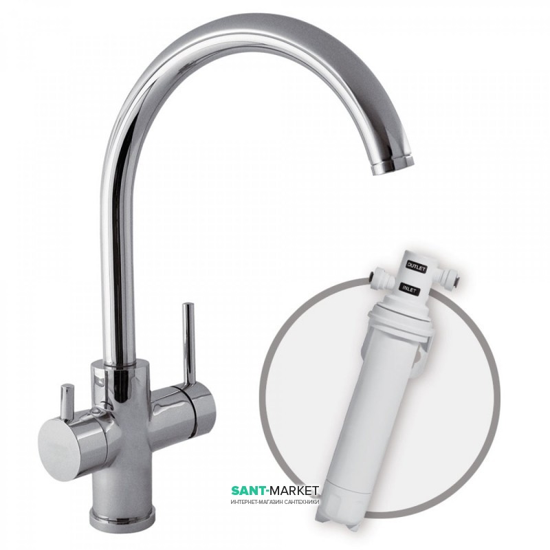 Смеситель для кухни Tres Top-Tres однорычажный с фильтром хром 03035501