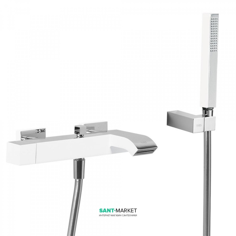Змішувач для ванної Tres Cuadro colors одноважільний з ручним душем білий/хром 40717002