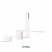 Смеситель для ванной Tres Cuadro colors однорычажный с ручным душем монтаж на борт ванны белый матовый 00616105BM