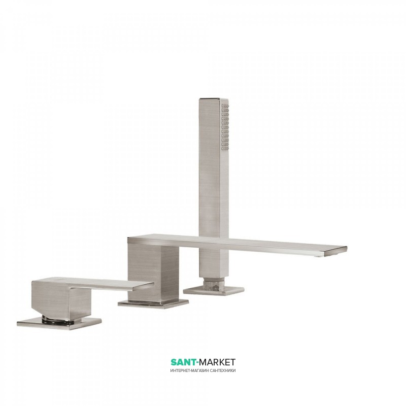 Смеситель для ванной Tres Cuadro colors однорычажный с ручным душем монтаж на борт ванны сталь 00616105AC