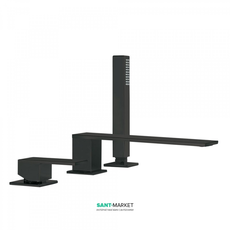 Змішувач для ванної Tres Cuadro colors одноважільний з ручним душем монтаж на борт ванни чорний матовий 00616103NM