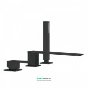 Смеситель для ванной Tres Cuadro colors однорычажный с ручным душем монтаж на борт ванны черный матовый 00616103NM