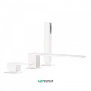 Смеситель для ванной Tres Cuadro colors однорычажный с ручным душем монтаж на борт ванны белый матовый 00616103BM