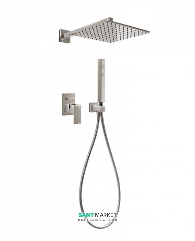 Душевая система Tres Cuadro colors с верхним и ручным душем сталь 00698002AC