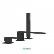 Смеситель для ванной Tres Cuadro colors однорычажный с ручным душем монтаж на борт ванны черный матовый 00616105NM