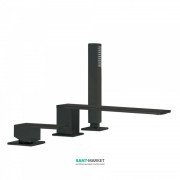 Смеситель для ванной Tres Cuadro colors однорычажный с ручным душем монтаж на борт ванны черный матовый 00616103NM