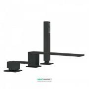 Смеситель для ванной Tres Cuadro colors однорычажный с ручным душем монтаж на борт ванны черный матовый 00616103NM