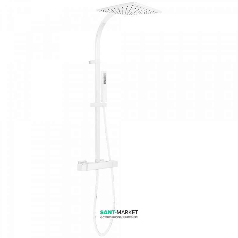 Душевая стойка Tres Cuadro colors с термостатом верхним и ручным душем белый матовый 00739502BM