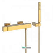 Смеситель для душа термостатический Tres Cuadro colors с ручным душем золото матовый 007164039OM