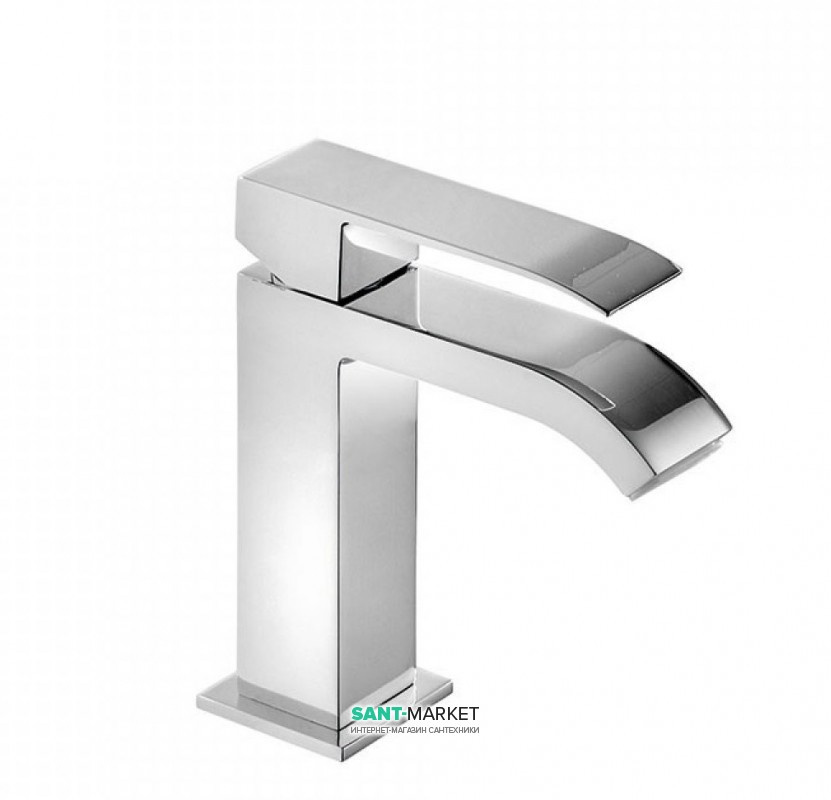 Змішувач для раковини Tres Cuadro Tres одноважільний з каскадним виливом і донним клапаном хром 00610101D