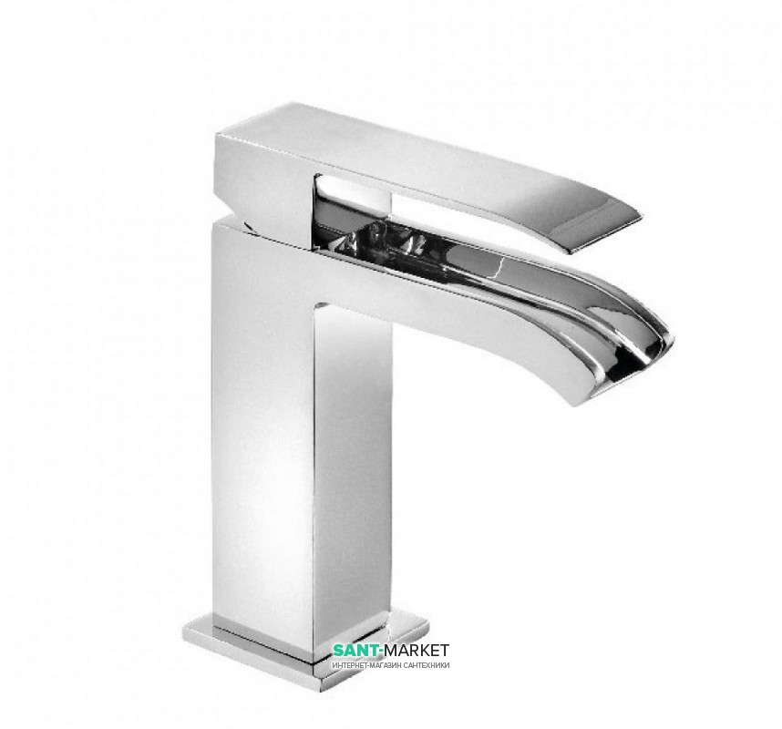 Смеситель для раковины Tres Cuadro Tres однорычажный с каскадным изливом и донным клапаном хром 00611001D