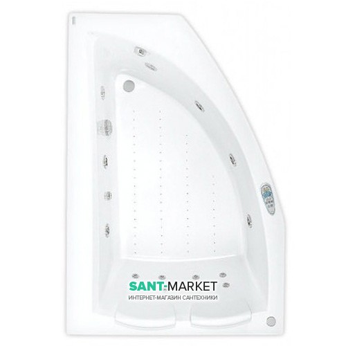 Ванна аеро- та гідромасажна акрилова PoolSpa Aquamarina 175х100 L ліва система Titanium білий PHAI310STTC0000