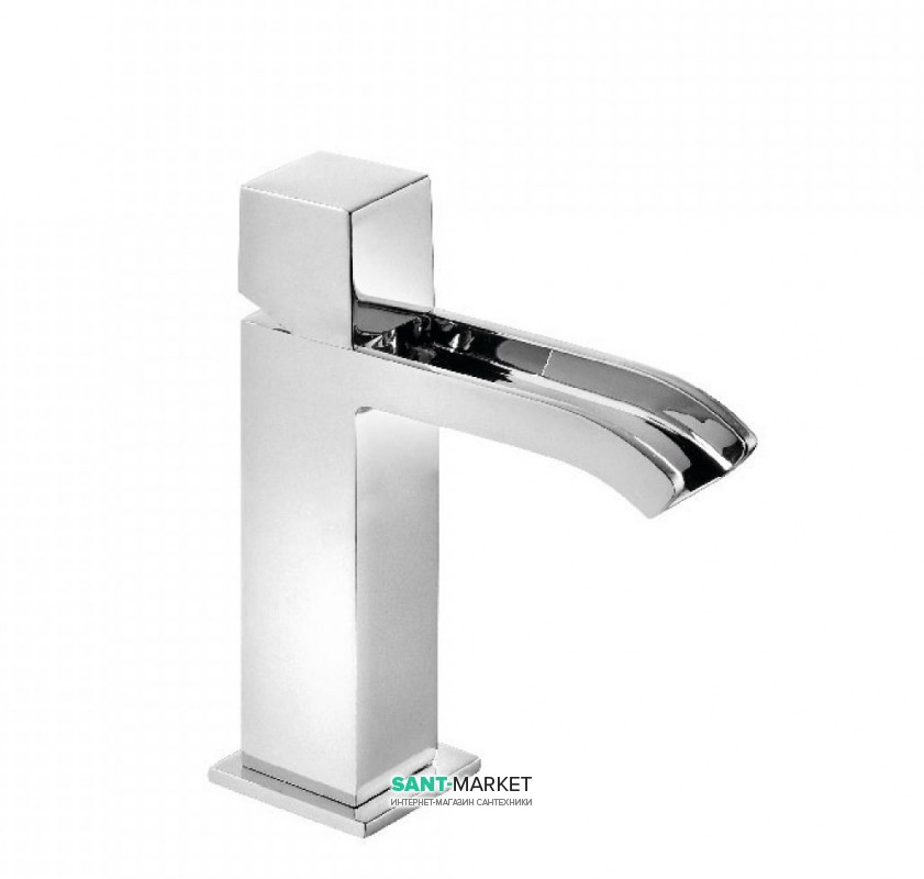 Змішувач для раковини Tres Cuadro Tres одноважільний з каскадним виливом хром 00611002