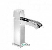 Смеситель для раковины Tres Cuadro Tres однорычажный с каскадным изливом и донным клапаном хром 00611002D