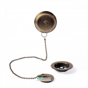 Слив для ванны Tres Ø 70 мм с пробкой для слива и перелива состаренная латунь матовая 03474501LM