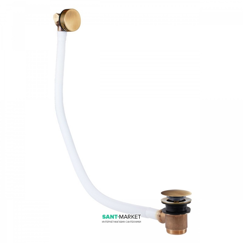 Слив для ванны Tres с переливом и наполнительным клапаном состаренная латунь 03453430LV