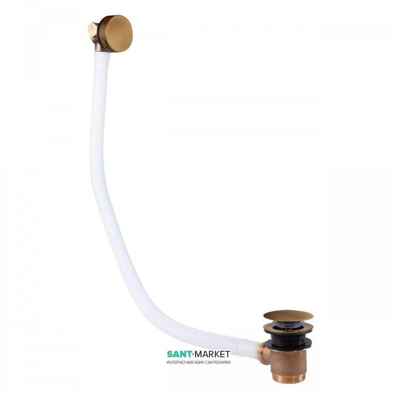 Слив для ванны Tres с переливом и наполнительным клапаном состаренная латунь матовая 03453430LM