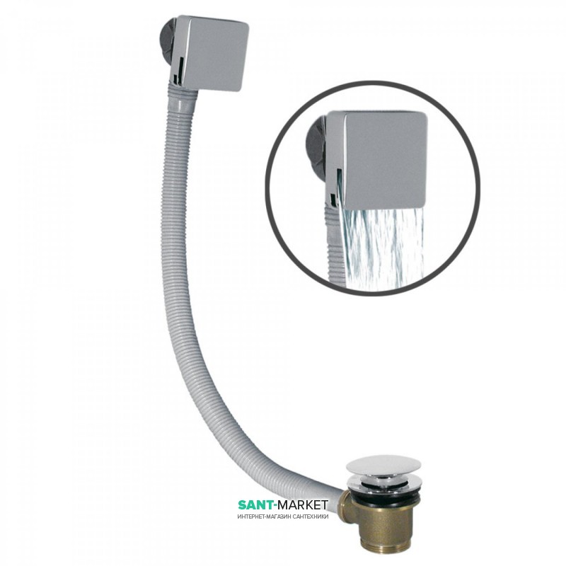 Злив для ванни Tres з переливом і наповнювальним клапаном хром 13453440