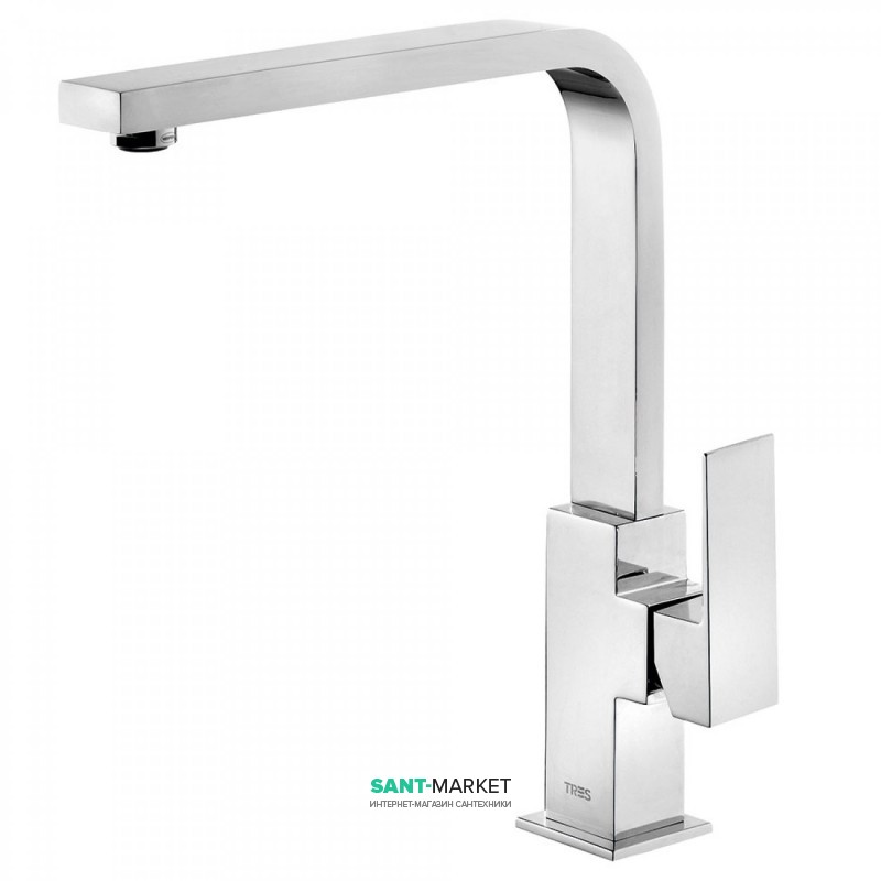 Смеситель для раковины Tres Cuadro Tres однорычажный с изливом 35х15 мм хром 106604