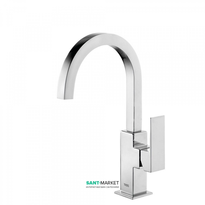 Смеситель для раковины Tres Cuadro Tres однорычажный с изливом 22х22 мм хром 106606